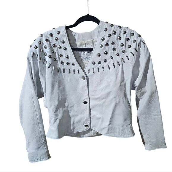 SOLD!! FIRENZE SANTA BARBARA Saks Fifth Avenue Leather Jacket - Size L - Picture 1 of 11